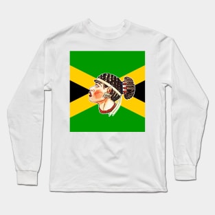 Black girl with Jamaican flag Long Sleeve T-Shirt